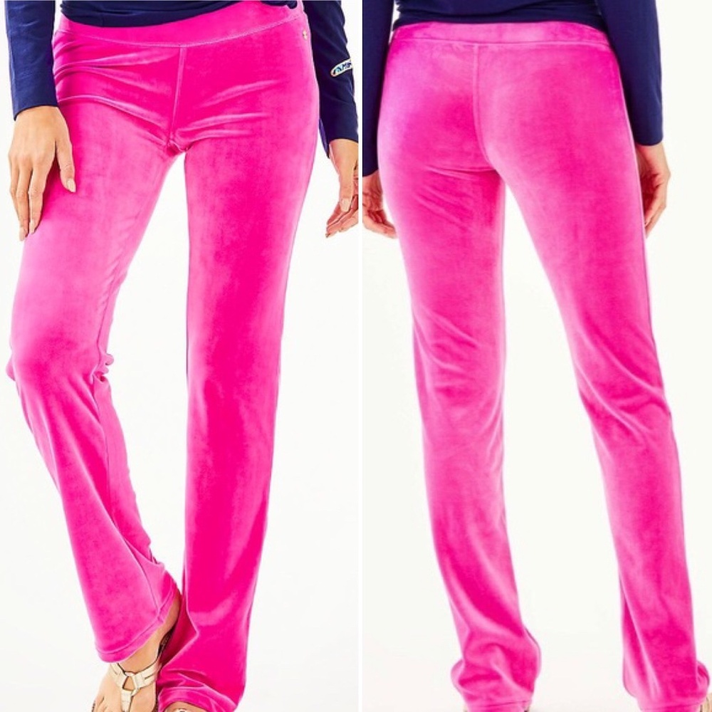 Lilly Pulitzer NWOT Jordynne Velour Pant--Berry Soirée (S)